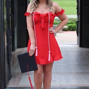 Off the shoulder red dress